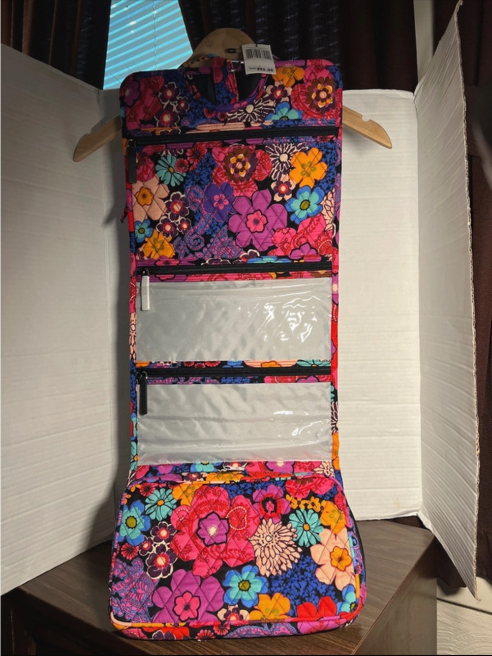 Vera Bradley Floral Hanging Travel Organizer in Pink, Purple, Blue & Yellow